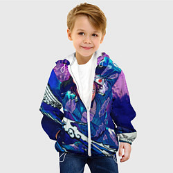 Куртка с капюшоном детская Танджиро камадо Клинок Демонов, цвет: 3D-белый — фото 2
