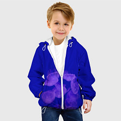 Куртка с капюшоном детская Медузы в синей глубине, цвет: 3D-белый — фото 2