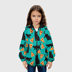Куртка с капюшоном детская Котики и Пиццы, цвет: 3D-черный — фото 2