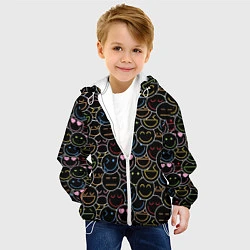 Куртка с капюшоном детская SLAVA MARLOW - Неоновые смайлы, цвет: 3D-белый — фото 2