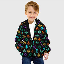 Куртка с капюшоном детская GENSHIN IMPACT ЭМБЛЕМЫ, цвет: 3D-черный — фото 2