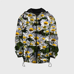 Куртка с капюшоном детская Ромашки, цвет: 3D-черный