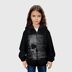 Куртка с капюшоном детская Череп из текста, цвет: 3D-черный — фото 2