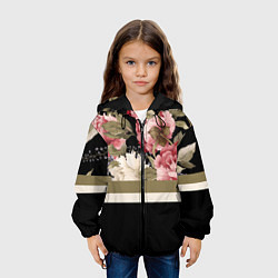 Куртка с капюшоном детская Розы, цвет: 3D-черный — фото 2