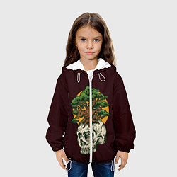 Куртка с капюшоном детская Дерево растущее из черепа, цвет: 3D-белый — фото 2
