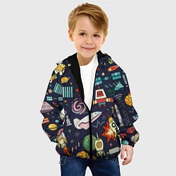Куртка с капюшоном детская Космос, цвет: 3D-черный — фото 2