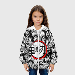 Куртка с капюшоном детская DEMON SLAYER ЛИЦА УЗОР, цвет: 3D-белый — фото 2
