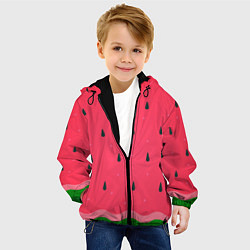 Куртка с капюшоном детская Текстура арбуза, цвет: 3D-черный — фото 2