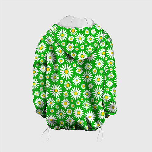 Детская куртка Ромашки на зелёном фоне / 3D-Белый – фото 2
