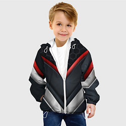 Куртка с капюшоном детская 3D СОТЫ Металлические вставки, цвет: 3D-белый — фото 2