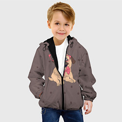 Куртка с капюшоном детская Мопс в очках, цвет: 3D-черный — фото 2