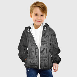 Куртка с капюшоном детская Египетские Иероглифы 3D, цвет: 3D-белый — фото 2