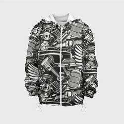Куртка с капюшоном детская Механика Автомобиль, цвет: 3D-белый