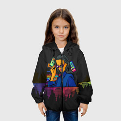 Куртка с капюшоном детская Ретро стиль Девушка, цвет: 3D-черный — фото 2