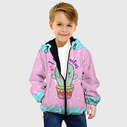 Куртка с капюшоном детская Милый кактус, цвет: 3D-черный — фото 2