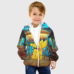 Куртка с капюшоном детская Пикачу детектив, цвет: 3D-белый — фото 2