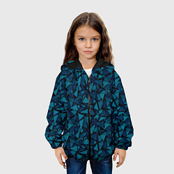 Куртка с капюшоном детская Синий полигональный паттерн, цвет: 3D-черный — фото 2