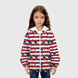 Куртка с капюшоном детская Синие звезды на полосатом фоне, цвет: 3D-белый — фото 2