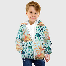 Куртка с капюшоном детская Осенний паттерн: Дождь и солнце, цвет: 3D-белый — фото 2