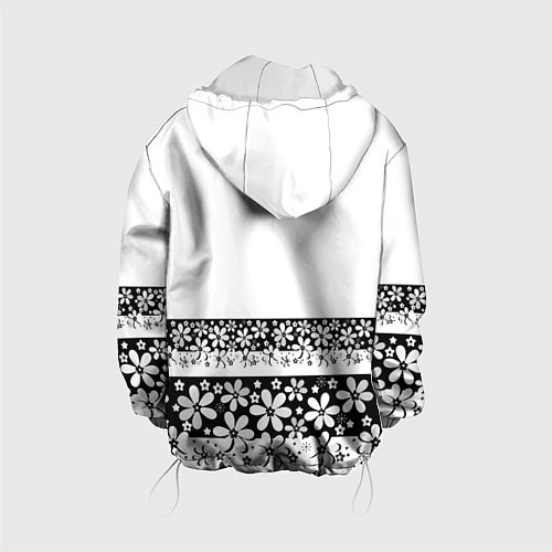 Детская куртка Черно-белый цветочный принт / 3D-Белый – фото 2