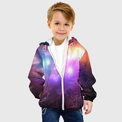 Куртка с капюшоном детская Космос, сияние и звезды, цвет: 3D-белый — фото 2