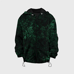Куртка с капюшоном детская Темно-зеленый мраморный узор, цвет: 3D-черный