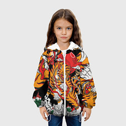Куртка с капюшоном детская Самурайский тигр, цвет: 3D-белый — фото 2