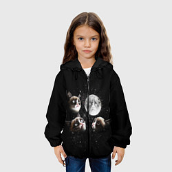 Куртка с капюшоном детская ГРУСТНЫЕ ЛУННЫЕ КОТЫ, цвет: 3D-черный — фото 2