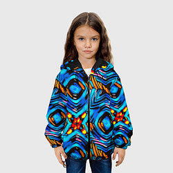Куртка с капюшоном детская Желто-синий абстрактный узор, цвет: 3D-черный — фото 2