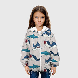 Куртка с капюшоном детская Кровожадные акулы паттерн, цвет: 3D-белый — фото 2