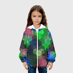 Куртка с капюшоном детская Разноцветный геометрический уз, цвет: 3D-белый — фото 2