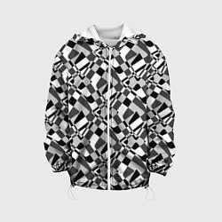 Куртка с капюшоном детская Черно-белый абстрактный узор, цвет: 3D-белый