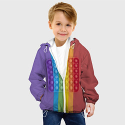 Куртка с капюшоном детская ПОП ИТ ПОЛОСЫ, цвет: 3D-белый — фото 2
