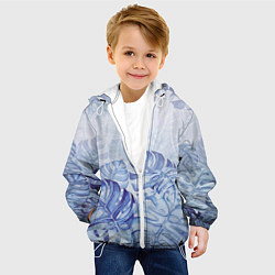 Куртка с капюшоном детская Синие листья, цвет: 3D-белый — фото 2