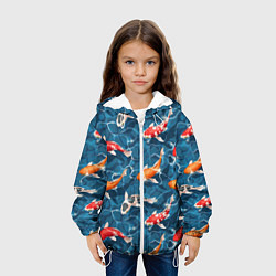 Куртка с капюшоном детская Японские карпы кои, цвет: 3D-белый — фото 2