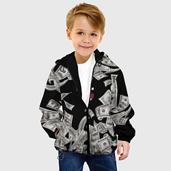 Куртка с капюшоном детская Деньги и купюры смайл, цвет: 3D-черный — фото 2