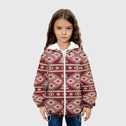 Куртка с капюшоном детская Вязаный рисунок, цвет: 3D-белый — фото 2