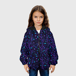 Куртка с капюшоном детская Растительный узор паттерн, цвет: 3D-черный — фото 2