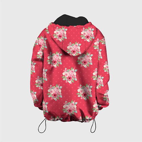 Детская куртка Красные цветы розы / 3D-Черный – фото 2