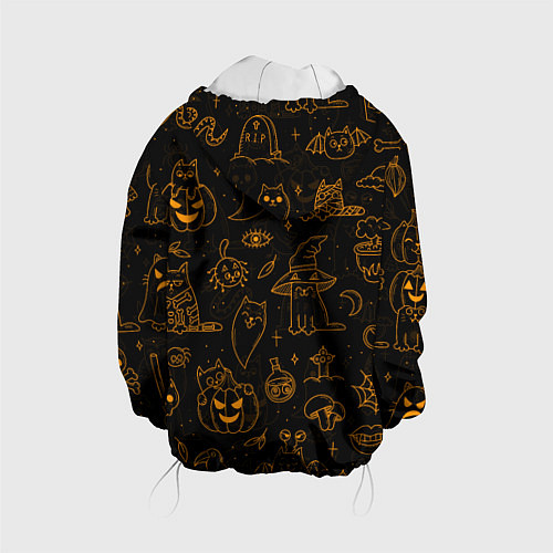 Детская куртка ХЕЛЛОУИН ПАТТЕРН КОТИКИ HALLOWEEN KITTY / 3D-Белый – фото 2