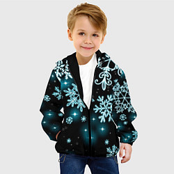 Куртка с капюшоном детская Космические снежинки, цвет: 3D-черный — фото 2