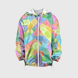 Куртка с капюшоном детская Цветные пластыри, цвет: 3D-белый