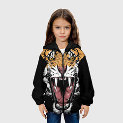 Куртка с капюшоном детская Оскал амурского тигра, цвет: 3D-черный — фото 2