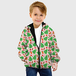 Куртка с капюшоном детская Новогодние ёлки и подарки, цвет: 3D-черный — фото 2