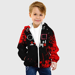 Куртка с капюшоном детская Игра в кальмара брызги крови, цвет: 3D-белый — фото 2