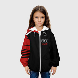 Куртка с капюшоном детская АУДИ ЛОГО AUDI GEOMETRY RED STRIPES LINE, цвет: 3D-белый — фото 2