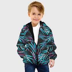 Куртка с капюшоном детская Листья Пальм Неон, цвет: 3D-черный — фото 2