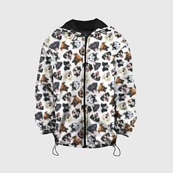 Куртка с капюшоном детская Разные Породы Собак, цвет: 3D-черный