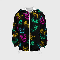 Куртка с капюшоном детская НЕОНОВЫЕ КОТИКИ NEON FACES CATS, цвет: 3D-белый