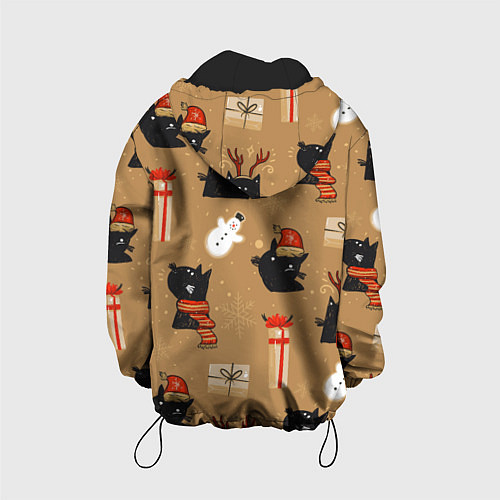Детская куртка Черные новогодние коты / 3D-Черный – фото 2